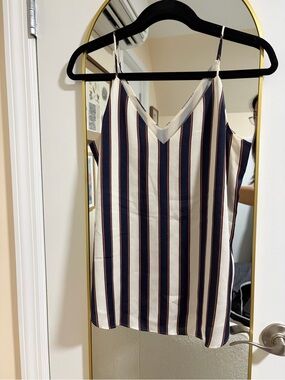 Express Navy, Cream & Burgundy Striped V-Neck Camisole
